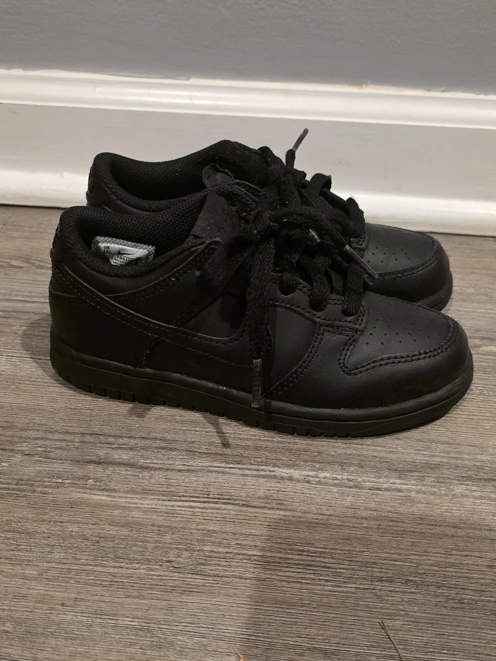 Nike Airforce 1 Little Kids Black Low-Top Sneakers | 12C